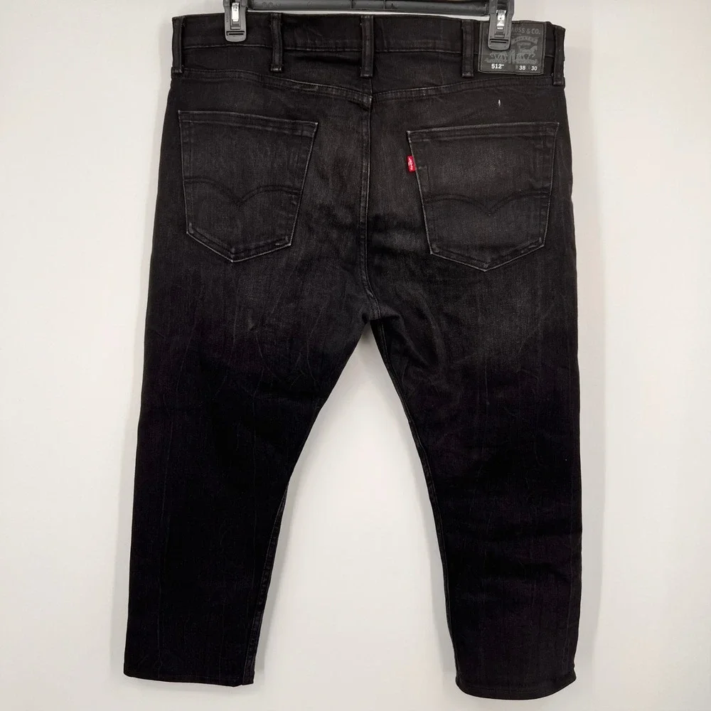 Levis 512 Slim Taper Jeans Mens 38x24 Faded Black Denim Pants 3757 S40196